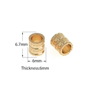 10 pcs Large Hole Cylindrical beads,Barrel beads,18K Gold Filled Round Spacer Beads,DIY Bracelet Necklace Supplies,6.7x6mm