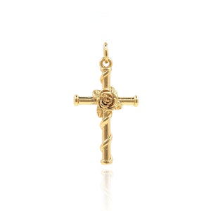 Flower Cross Pendant, 18K Gold Filled Cross Charm, Religious Charm, Micropavé CZ Christian Necklace, DIY Jewelry Supplies, 29.3*15.5*3.4mm