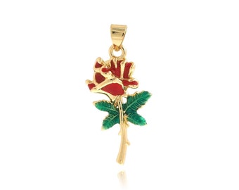 Lot De 31 Pendentifs Roses En Métal Émaillé Pour Création De Bijoux - Charms Pour Bracelets, Colliers DIY