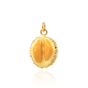Micropavé CZ Fruit Pendant, Enamel Durian Pendant, 18K Gold Filled Durian Charm, Food Pendant, DIY Jewelry Making Supplies, 19x12x9mm