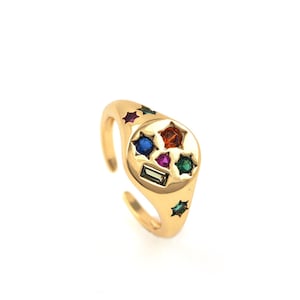 18K Gold Filled Lucky Ring, Star Ring, Micropavé CZ Adjustable Ring, Polaris Ring, Dainty Ring, Open Ring, Gift For Her