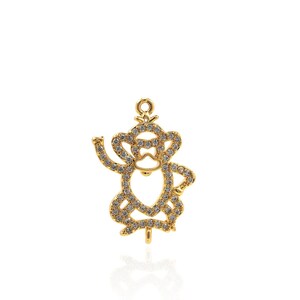 18K Gold Filled Affen Anhänger,Micropavé CZ Tier Halskette,Geschenk für Sie,DIY Schmuck Zubehör,22x15.5x2mm