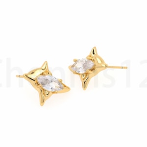 18K Gold Filled Polaris Oorbellen, Star Charm, Star Sieraden, Zircon Stud Oorbellen, Micropavé CZ Cartilage Hoop Oorbellen, 15.5x15.7x11mm