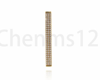 18K Gold Filled Bar Pendant,Stick Necklace, Micropavé CZ Stick Charm, Rectangle Necklace,Bar Charm,DIY Jewelry Making Supplies, 38.5x4.3x4mm