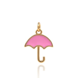 Umbrella Necklace, Umbrella Pendant,18K Gold Filled Rain Charm,Enamel Charm,Umbrella Charm,Weather Necklace,DIY Jewelry Supplies,17x12x1.5mm