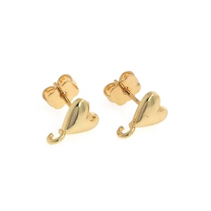 18 kt gold filled steekoorbellen, eenvoudige stijl drie hartoorbellen, hartoorbellen, liefdesoorbellen, emaille bedel, 11 x 7,5 x 2,5 mm