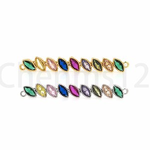 Rice Connector, 18K Gold Filled Bar Connector, Bracelet Connector,Micropavé CZ Bar Charm, Rice Charm, DIY Jewelry Supplies, 5.7x45x3.5mm