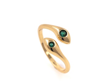 Snake Ring, Reptile Ring, 18K Gold Filled Adjustable Ring, Micropavé CZ Snake Charm, Statement Ring, Open Ring,Stacking Animal Rings