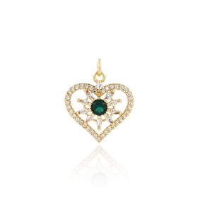 18K Gold Filled Heart Eye Necklace, Heart Pendant,Micropavé CZ Enamel Charm , Demon Eye Charm,  DIY Jewelry Supplies, 22x19x4.2mm