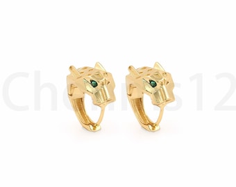 Leopard Ohrringe,Runde Ohrringe,Tier Ohrringe,18K Gold Filled Tier Charm,Micropavé CZ Leopard Charm,DIY Schmuckzubehör,17.5x16.5x11.5mm