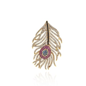 18K Gold Filled Feather Jewelry, Feather Charm, Micropavé CZ Feather Pendant, Bohemian Necklace, DIY Jewelry Supplies, 45.3*27.1*4.8mm