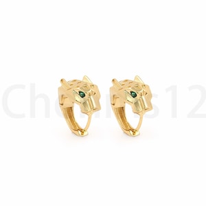 Luipaard oorbellen, ronde oorbellen, dierlijke oorbel, 18K goud gevulde dierlijke charme, micropavé CZ luipaard charme, diy sieraden benodigdheden, 17,5x16,5x11,5 mm