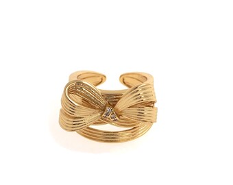 Bogen Ringe, 18K Gold gefüllte Bogen Ringe, Micropavé CZ Stern Ringe, offene Ringe, klobige Ringe, Geschenke für sie