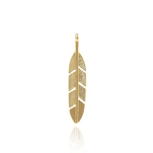 18K Gold Filled Feather Jewelry, Feather Charm, Feather Pendant, Feather Necklace, Gift For Her, DIY Jewelry Supplies, 32.8*6.4*1.2mm