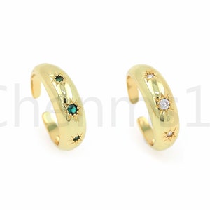 Bague réglable Micropavé CZ, bague polaris, bague délicate, bague étoilée, bague porte-bonheur remplie d’or 18 carats, bague ouverte, cadeau pour elle