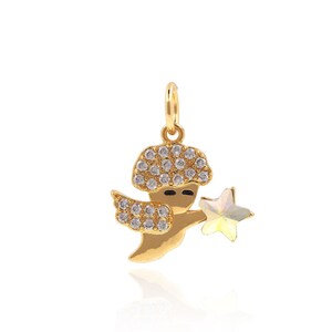 Micro pavé CZ Angel Pendant, 18K Gold Filled Angel And Star Charm, Angel Necklace, Cupid Pendant, DIY Jewelry Supplies, 15*15*1.8mm