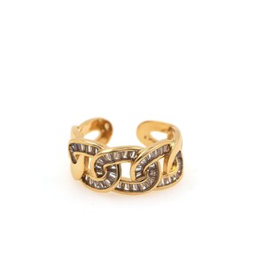 Twist Rings, 18K Gold Filled Chain Rings, Micropavé CZ Adjustable Rings, Statement Rings, Open Rings, Stackable Rings,DIY Jewelry Supplies