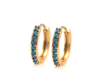 Boucles d'oreilles rondes en or 18 carats, Boucles d'oreilles percées, Charm de boucle d'oreille, Boucles d'oreilles percées CZ en micropavé, Cadeau pour elle, Bijoux DIY, 12,5 x 14 x 2,5 mm