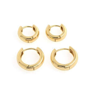 Gebogen oorbellen, 18 kt gold filled ronde oorbellen, sierlijke steekoorbellen, eenvoudige brede oorbellen,