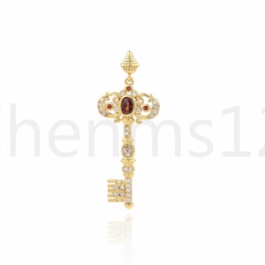 Kerk Sleutel, Sleutel Hanger, 18K Goud Gevulde Sleutel Ketting, Gouden Sleutel Charm, Sleutel Ornament, Master Key Hanger, DIY Sieraden Benodigdheden, 36x14x3mm