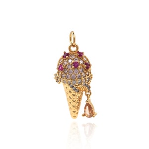 Eis Anhänger, 18K Gold Gefüllt Eis Anhänger, Micro Pave CZ Eis Halskette, DIY Schmuck Herstellung Zubehör, 22.9*6,8*5,6mm