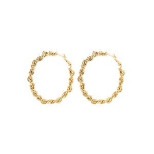 1 Pair,Twisted String Earrings, 18K Gold Filled Round Earrings, Chain Earrings,  Gift for Her, 51x4.5mm