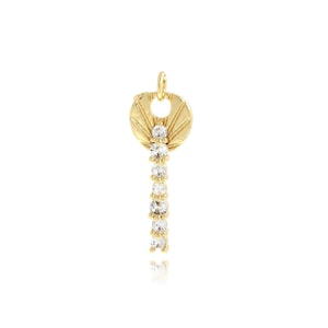 Micropavé CZ sierlijke sleutelhanger, sleutelhanger, gouden sleutelbedel, sleutelornament, 18 kt gold filled sleutelketting, doe-het-zelf sieradenbenodigdheden, 30,3 x 10,5 x 3,2 mm