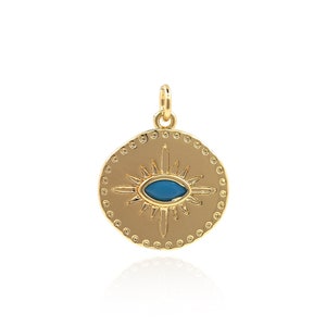 Polaris Pendant, 18K Gold Filled Star Pendant, Micropavé CZ Polaris Charm, Round Star Pendant,DIY Jewelry Making Supplies, 22*18*2mm