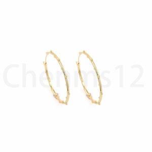 Hoop Earrings, Boho Earrings, 18K Gold Filled Round Earrings, Micropavé CZ Slim Earrings, Boho Charm, DIY Jewelry Supplies, 40x39x1.7mm