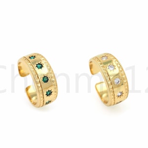 Bague délicate, bague réglable CZ en micropavé, bague polarisée, bague étoilée, bague porte-bonheur remplie d’or 18 carats, bague ouverte, cadeau pour elle