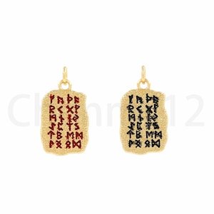 Pingente de marca, pingente de medalha, colar de texto preenchido com ouro 18K, pingente de esmalte, pingente retangular, suprimentos de joias DIY, 13x24x1,5mm