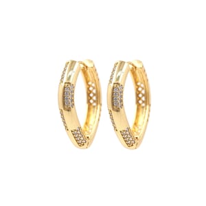 Micropavé CZ rechthoekige oorbellen, 18K goud gevulde doorboorde oorbellen, schroeven oorbellen, vierkante oorbellen, doe-het-zelf sieraden maken benodigdheden, 30 * 26,5 * 5,5 mm
