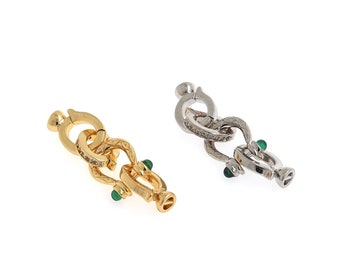 Clasp Connector, 18K Gold Filled Lobster Clasp Connector, Necklace Clasp, Micropavé CZ Bracelet Clasp, DIY Jewelry Supplies, 37x11x2.5mm