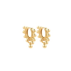 18k Gold Filled Ball Earrings, Three Ball Earrings, Bead Earrings, Delicate Earrings, DIY Jewelry Making Supplies, 18.6x18x2.7mm