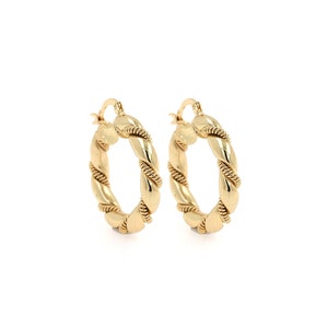Bohemian Earrings, 18K Gold Filled Round Earrings,Thick Earrings,Twisted Earrings, Pierced Earrings, Gifts for Her,35x30.5x5mm