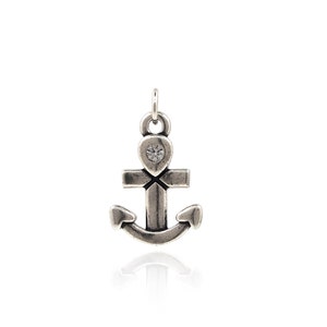 Anchor Pendant, Ancient Silver Anchor Charm, Micro Pavé CZ Anchor Jewelry, Sailor Pendant DIY Jewelry Making Supplies, 17x10x3mm