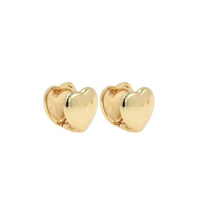 18K Gold Filled Double Sided Heart Jewelry, Dainty Heart Stud Earrings, Heart Stud Earrings, Pierced Earrings, 12.5x14x13mm