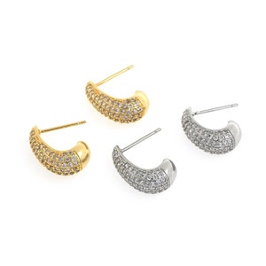 18 kt gold filled onregelmatige oorbellen, sierlijke oorbellen, cadeau voor haar, Hoop Huggie-oorbellen, abstracte oorbellen, gedraaide oorbellen, 17 x 11,5 x 6,5 mm