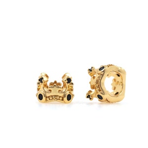 Large Hole Beads,Crown Beads,Micropavé CZ Crown Charm, 18K Gold Filled Crown Charm, Bracelet Beads, DIY Jewelry Supplies, 8.3*5.9*5.5mm