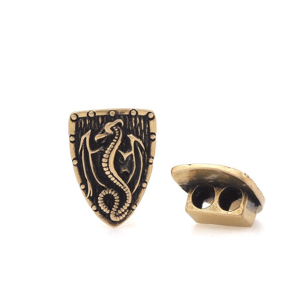 Antique Spartacus Shield Bead,18K Gold Filled Shield Bead,Triangle Shield Dragon Charms,DIY Jewelry Supplies, 19.4*14.2*7.4mm，Hole：4.4mm