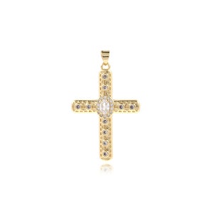 Religious Necklace,18K Gold Filled Cross Charm, Micropavé CZ Christian Necklace, Cross Pendant,  DIY Jewelry Making Supplies,44x27.5x4.8mm