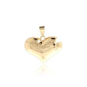 18K Gold Filled Heart Pendant, Gold Heart Charm, Love Charm, Puffed Heart Pendant, Love Necklace, DIY Jewelry Supplies,35x37x12mm