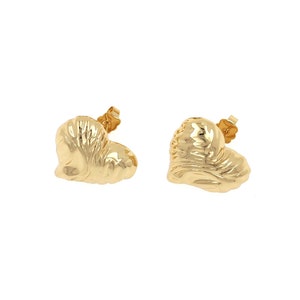 Herz Ohrstecker, 18K Gold gefüllt, doppelseitiger Herz Schmuck, zierliche Herz Ohrstecker, durchbohrte Ohrringe, 20x22x5.5mm