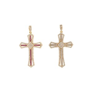 Religious Necklace,18K Gold Filled Cross Charm, Micropavé CZ Christian Necklace, Cross Pendant,  DIY Jewelry Making Supplies,57x33x5mm