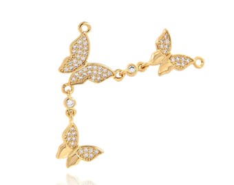 Insect Necklace,Micropavé CZ Flying Charms, Butterfly Charm,18K Gold Filled Butterfly Pendant,DIY Jewelry Making Supplies,55.5X18.8X1.5mm