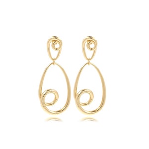 18K Gold Filled Drop Oorbellen, Gouden Ovale Oorbellen, Boho Oorbellen, Sierlijke Bungelende Oorbellen, DIY Sieraden Maken Benodigdheden, 66.5x27x8.5mm