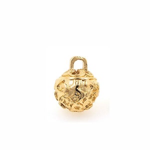 Pingente de sino com enchimento de ouro 18K, pingentes para pulseira, pingente de sino pendurado, pingente de bola pendurada, colar de sino, suprimentos para joias faça você mesmo, 10 mm, 12 mm