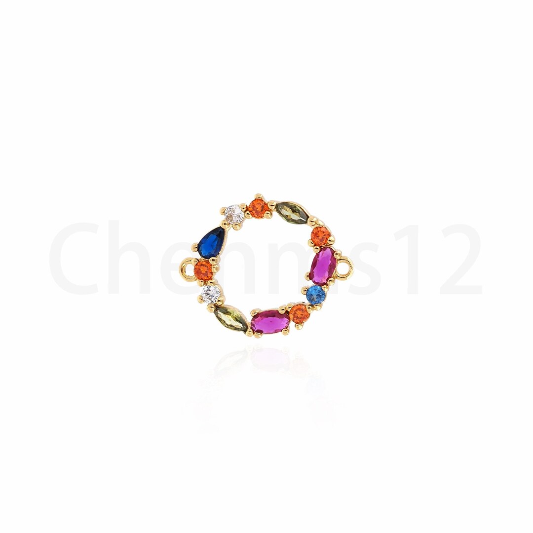 Micropavé CZ Double Loop Connector, 18K Gold Filled Delicate Double ...