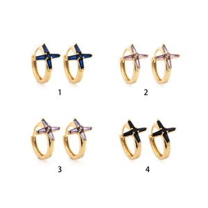 Zircon Stud Earrings, 18K Gold Filled Polaris Earrings, Micropavé CZ Cartilage Hoop Earrings, Star Charm, Star Jewelry, 17x15x10.7mm