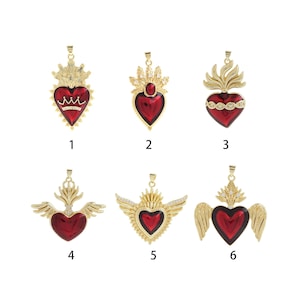 Love Charm, Enamel Pendant, 18K Gold Filled Heart Pendant,Enamel Charm,Red Heart Pendant, DIY Jewelry Making Supplies